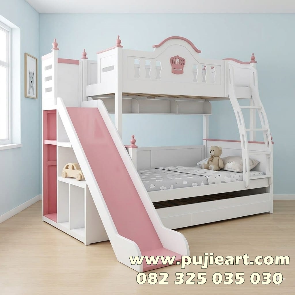 Bunk Bed Anak Perempuan Plus Perosotan