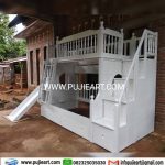 Bunk Bed Anak Putih Minimalis Plus Perosotan