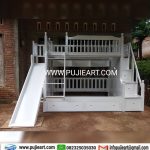 Bunk Bed Anak Putih Minimalis Plus Perosotan