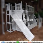 Bunk Bed Anak Putih Minimalis Plus Perosotan
