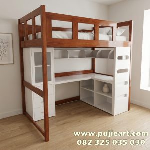 Bunk Bed Tingkat Dewasa Multifungsi Bawah Meja Belajar