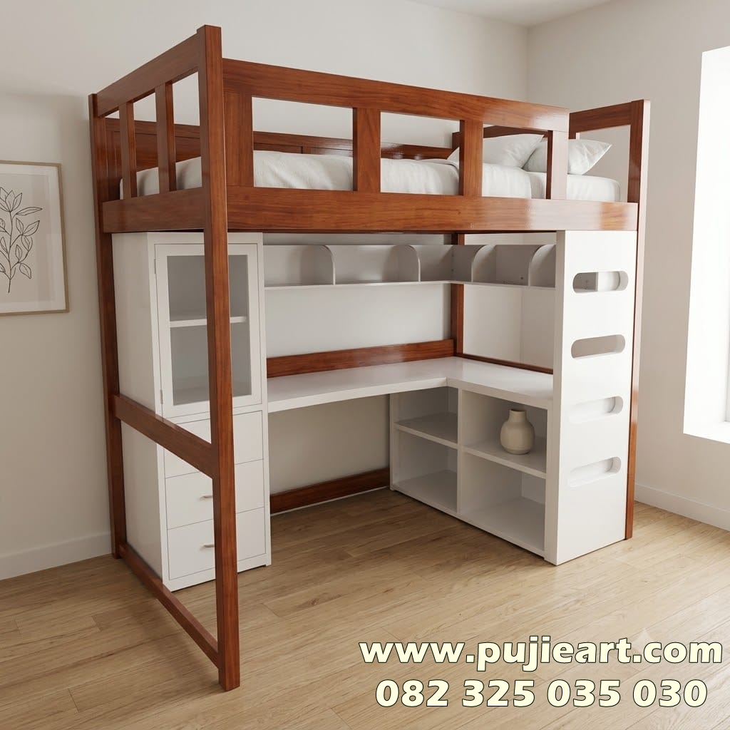 Bunk Bed Tingkat Dewasa Multifungsi Bawah Meja Belajar