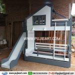 Ranjang 2 Tingkat Bentuk Rumah Dengan Seluncuran