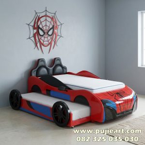 Ranjang Anak Sorong Karakter Spider-Man Bentuk Mobil