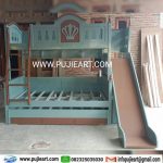 Ranjang Tingkat Kayu Multifungsi Almari Plus Perosotan