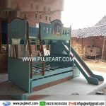 Ranjang Tingkat Kayu Multifungsi Almari Plus Perosotan