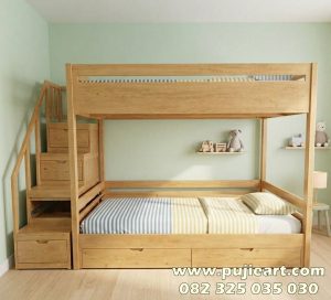 Ranjang Tingkat Minimalis Kayu Solid Kamar Sempit