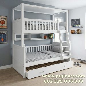Tempat Tidur 3 Tingkat Minimalis Kokoh Custom Warna
