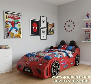 Tempat Tidur Anak Apartemen Bentuk Mobil Karakter Spiderman