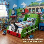 Tempat Tidur Anak Laki-Laki Kayu Solid Karakter Thomas