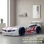 Tempat Tidur Anak Warna Putih Bentuk Mobil Balap