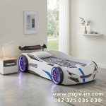 Tempat Tidur Anak Warna Putih Bentuk Mobil Balap