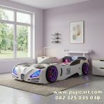 Tempat Tidur Anak Warna Putih Bentuk Mobil Balap