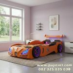 Tempat Tidur Anak Warna Orens Bentuk Mobil Balap