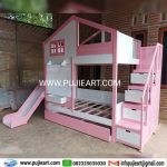 Tempat Tidur Tingkat 3 Anak Perempuan Custom Plus Perosotan
