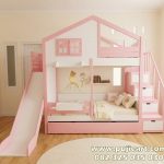 Tempat Tidur Tingkat 3 Anak Perempuan Custom Plus Perosotan