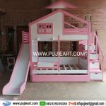 Tempat Tidur Tingkat 3 Anak Perempuan Custom Plus Perosotan