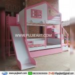 Tempat Tidur Tingkat 3 Anak Perempuan Custom Plus Perosotan