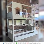 Tempat Tidur Tingkat 3 Minimalis Kayu Solid Kokoh