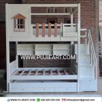 Tempat Tidur Tingkat 3 Minimalis Kayu Solid Kokoh