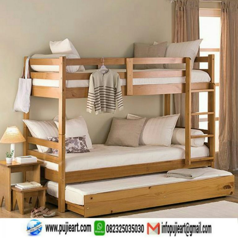 Tempat Tidur Tingkat Kayu Jati Modern Pujieart Furniture Jepara