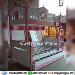 Tempat Tidur Tingkat Kayu Solid Kokoh Warna Pink