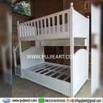 Tempat Tidur Tingkat Kokoh Kayu Solid Minimalis Putih
