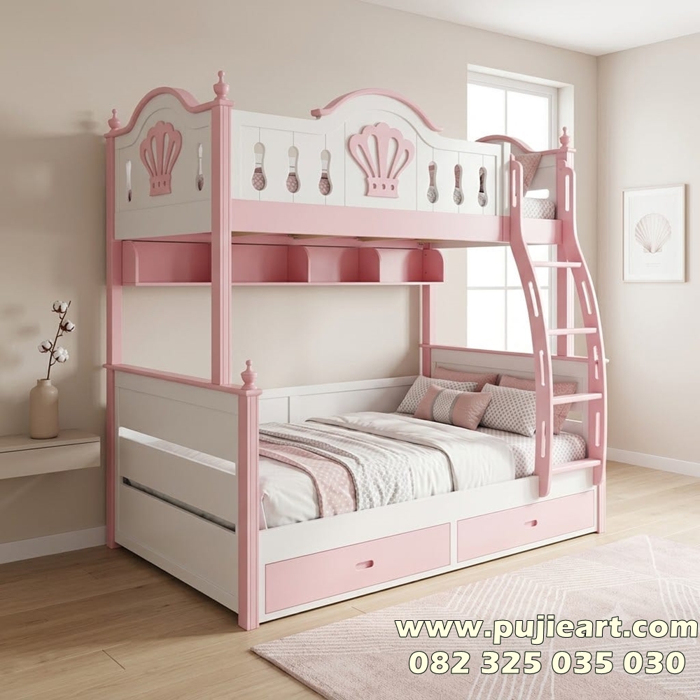Bunk Bed Anak Perempuan Kokoh 3 Tingkat