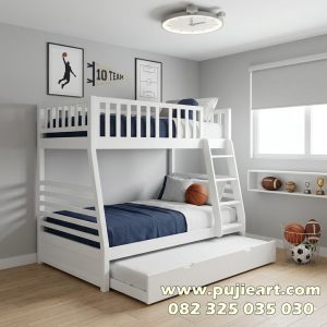 Dipan Tingkat Kayu Solid Minimalis Untuk Kamar Sempit