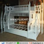 Kasur Tingkat Minimalis Putih Custom Rak Penyimpanan