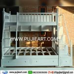 Kasur Tingkat Minimalis Putih Custom Rak Penyimpanan