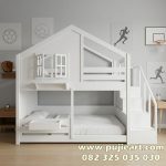 Ranjang 2 Tingkat Minimalis Kayu Solid Bentuk Rumah