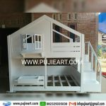 Ranjang 2 Tingkat Minimalis Kayu Solid Bentuk Rumah