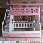Ranjang Kayu Minimalis Anak Perempuan Bentuk Tingkat