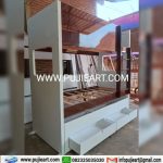 Ranjang Tingat Kokoh Kayu Mahoni Dengan Laci Penyimpanan