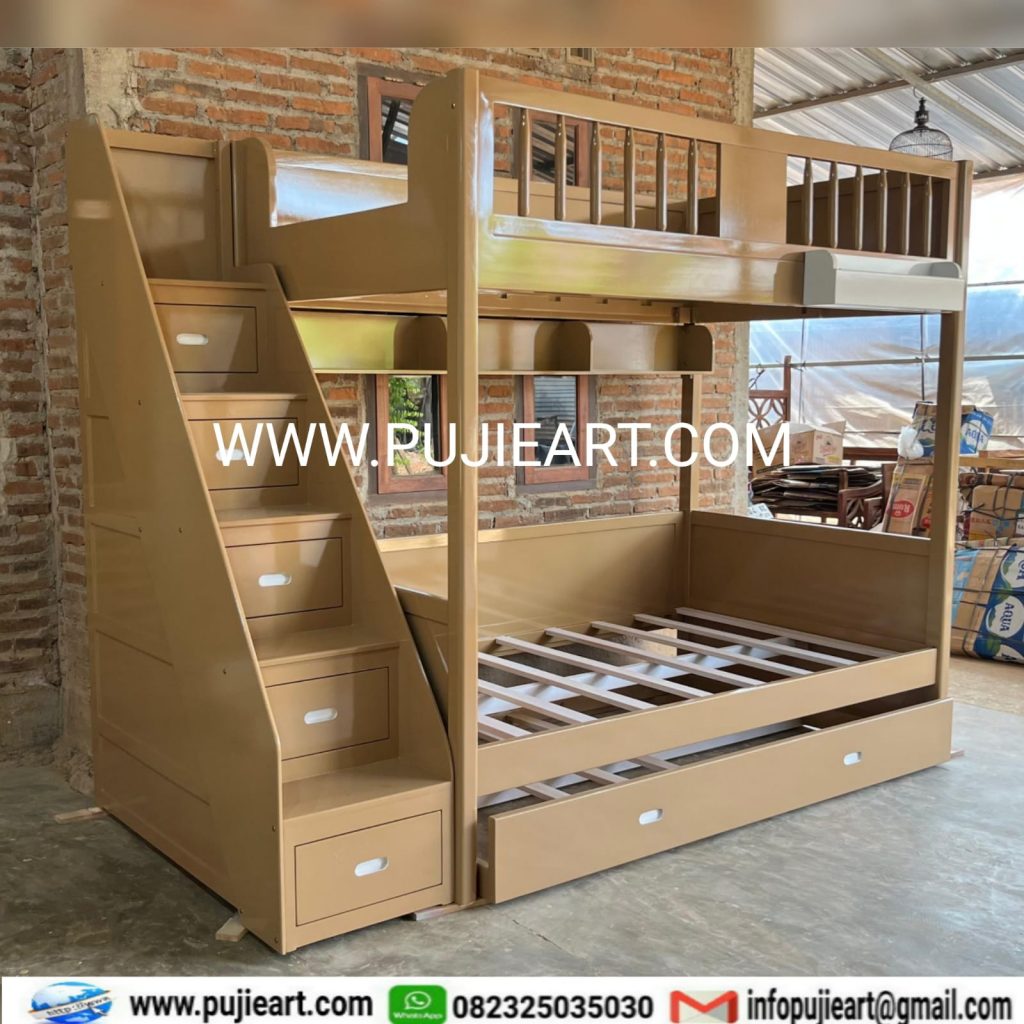 Ranjang Tingkat Anak Remaja Minimalis Kayu Solid