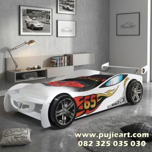 Tempat Tidur Anak Anak Warna Putih Karakter Mobil