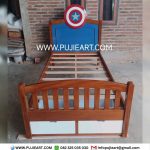 Tempat Tidur Anak Laki-laki Kayu Solid Karakter Captain America