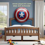 Tempat Tidur Anak Laki-laki Kayu Solid Karakter Captain America