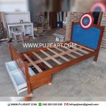 Tempat Tidur Anak Laki-laki Kayu Solid Karakter Captain America