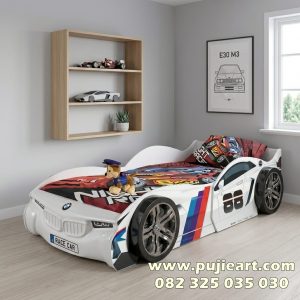 Tempat Tidur Anak Minimalis Putih Bentuk Mobil
