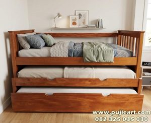 Tempat Tidur Minimalis Kayu Solid 3 Tingkat