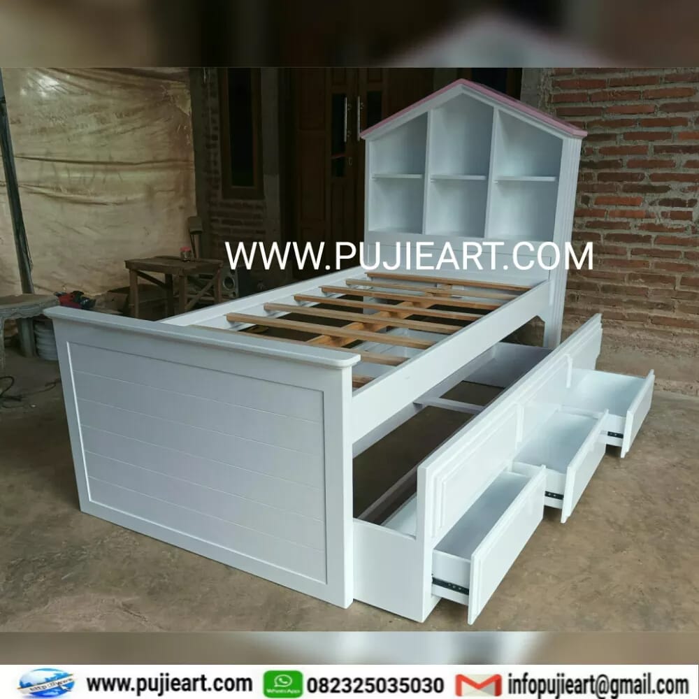 Tempat Tidur Minimalis Multifungsi Rak