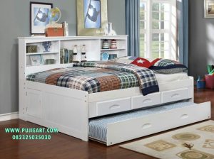 Tempat Tidur Sorong Anak Dengan Rak Buku
