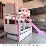 Tempat Tidur Tingkat 3 Anak Perempuan Karakter Kuromi Plus Perosotan