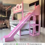 Tempat Tidur Tingkat 3 Anak Perempuan Karakter Kuromi Plus Perosotan
