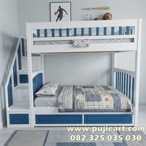 Ranjang Tingkat 2 Anak Minimalis Kayu Solid