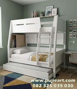 Ranjang Tingkat 3 Minimalis Modern Hemat Tempat