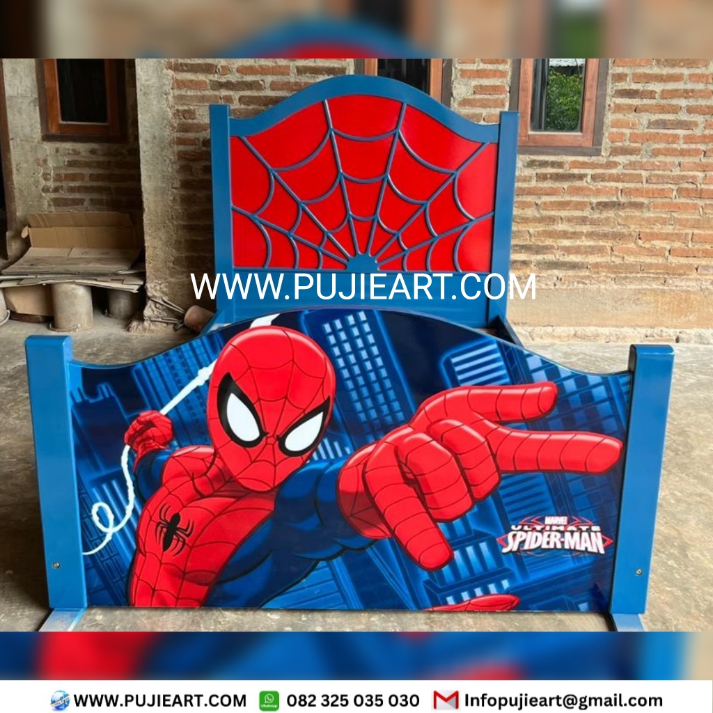 Tempat Tidur Anak Karakter Spider-Man Kayu Solid