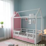 Tempat Tidur Anak Perempuan Murah Bentuk Rumah Multifungsi Rak Buku